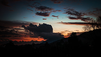 Clouds, nature, sunset, silhouette HD wallpaper