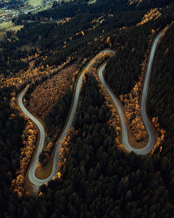 Nature, View From Above, Road, Forest, Slope HD phone wallpaper