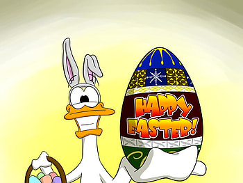 EASTER BUNNY DISGUISE, bunny, happy, duck, easter HD wallpaper