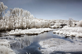 Winter Scene on the Nectar River, Germany, germany, river, nature, snow HD wallpaper