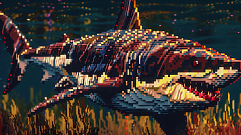 Pixel Art Shark, shark HD wallpaper