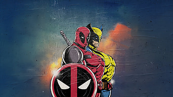 Deadpool And Wolverine Wall Paint Art, deadpool, wolverine, superheroes, artwork, art, digital-art HD wallpaper