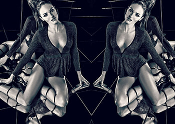 Candice Swanepoel, mirror, osmoze, white, black, model, bw, girl, woman HD wallpaper