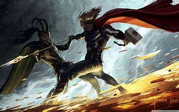 Battle of Thor, thor, fight, historical, adventure, action, hero, fantasy, battle, movie, weapon, , warrior, stunning, marvel HD wallpaper