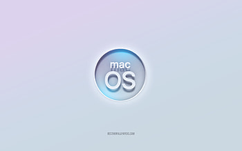 macOS logo, cut out 3d text, white background, macOS 3d logo, macOS emblem, macOS, embossed logo, macOS 3d emblem HD wallpaper