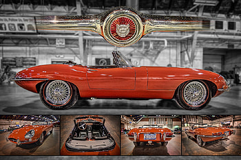 E-Type Jaguar, jaguar, car, red, fast, e-type, sports, collage HD wallpaper