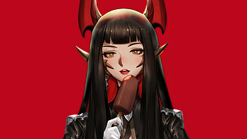 Red Demon Anime Girl , anime-girl, anime, artist, artwork, digital-art, artstation HD wallpaper
