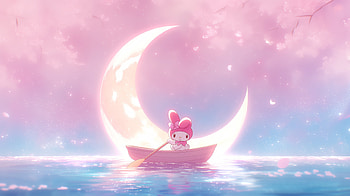 My Melody Moonboat — Sanrio Onegai Aesthetic, Anime, Onegai My Melody, My Melody (Onegai My Melody), Sanrio, Aesthetic Anime HD wallpaper