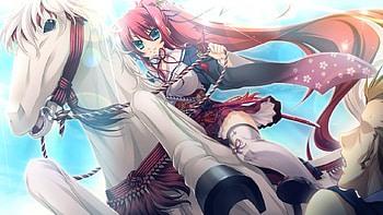 Yo !, animal, sexy, horse, game cg, appare tenka gomen, smile, girl, dress, anime girl, anime HD wallpaper