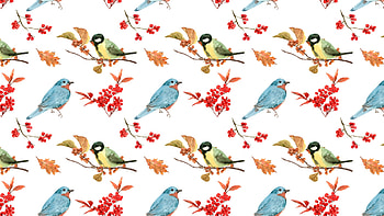 Pattern, pitigoi, pasari, blue, white, bird, fame, blue tit, red, texture, autumn, leaf, toamna HD wallpaper