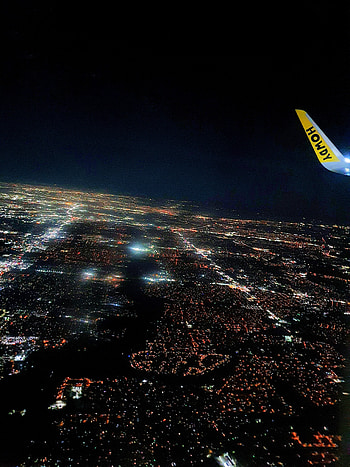 Flight Into the Night, plane, sky, lights HD phone wallpaper