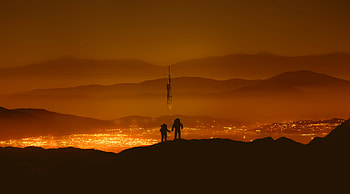 Art, Lights, Silhouette, Future, Cosmonauts, Astronauts HD wallpaper