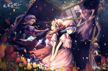 Scarlet Sisters, remilia scarlet, touhou, girls, mirrors, flandre scarlet HD wallpaper