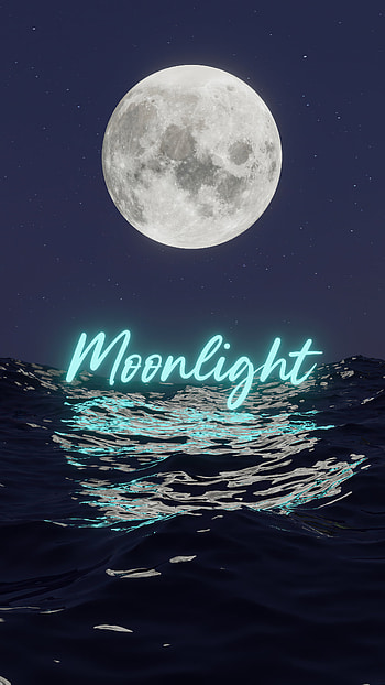 Moonlight Inscription, seascape, moon HD phone wallpaper