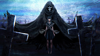Girl and reaper, dark, fantasy HD wallpaper