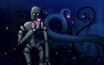 Love, Dark, Heart, Robot HD wallpaper
