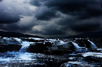 thunder falls, thunder, oceans, nature, water, rocks, stones HD wallpaper