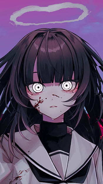 Enigmatic Black-Haired Anime Girl, black hair, Anime, girl, anime girl HD phone wallpaper