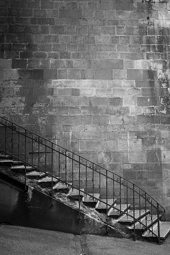 Miscellanea, Miscellaneous, Wall, Bw, Chb, Ladder, Stairs, Handrail, Railings, Brick HD phone wallpaper