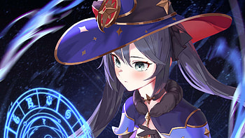 Mona With Purple Dress And Hat Genshin Impact HD wallpaper