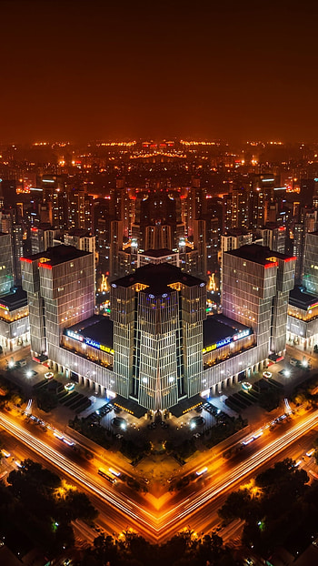 Nighttime scenery, Urban lights, Vibrant city, Beijing at night HD phone wallpaper
