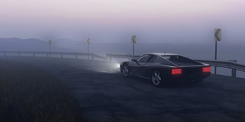 Coupe On Mountain Road , cars, artwork, artist, digital-art HD wallpaper