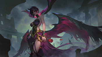 Morrigan, dark, wings, pink, fantasy, girl, zhong yang HD wallpaper