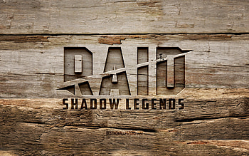 Raid Shadow Legends wooden logo, , wooden backgrounds, games brands, Raid Shadow Legends logo, creative, Raid logo, wood carving, Raid Shadow Legends HD wallpaper
