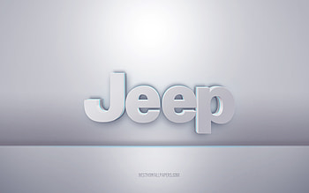 Jeep 3d white logo, gray background, Jeep logo, creative 3d art, Jeep, 3d emblem HD wallpaper