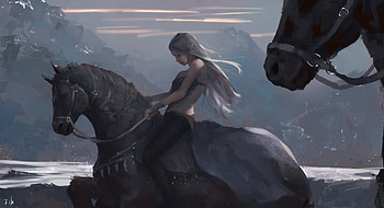 Elf girl, horse ride, fantasy, artwok HD wallpaper