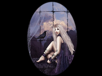 Psyche, bird, fantasy, female HD wallpaper