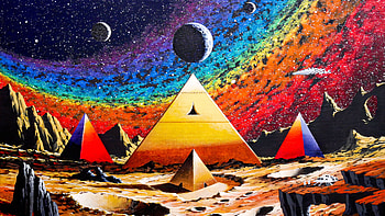 Fantasy, valley of the golden pyramids, artwork HD wallpaper