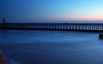 Nature, Sky, Sea, Twilight, Dusk, Bridge, Design, Construction, Lighthouse, Creepy, Shroud HD wallpaper