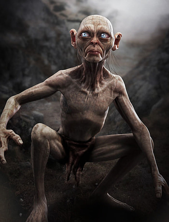 3D Gollum, Character design artwork HD phone wallpaper
