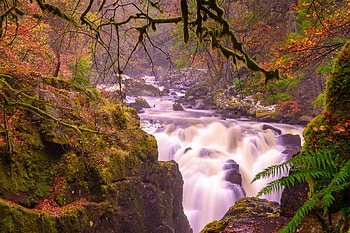 Black Linn Falls, Scotland, waterfall, nature, scotland, rocks HD wallpaper