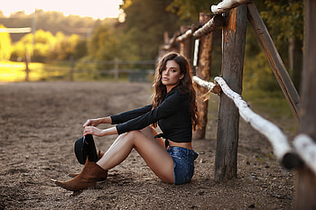 Cowgirl With Hat , cowgirl, girls, model, hat HD wallpaper