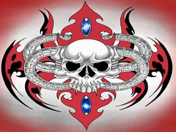Skull, silver, red HD wallpaper