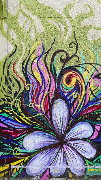Flower, Texture, Textures, Wall, Graffiti, Mural HD phone wallpaper