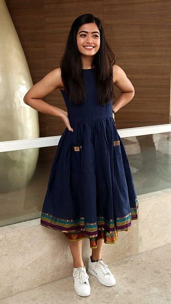 Rashmika Mandanna Ki, Blue Dress HD phone wallpaper