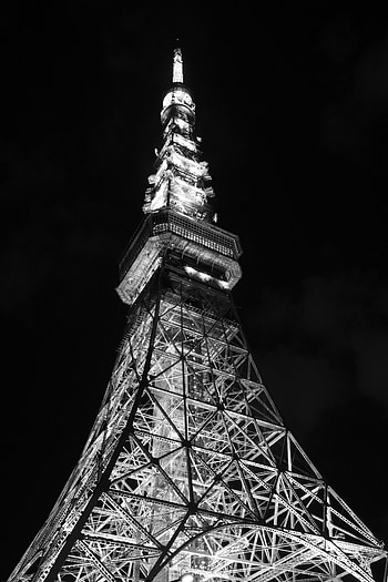 Cities, Night, Architecture, Design, Construction, Illumination, Backlight, Bw, Chb, Tower HD phone wallpaper