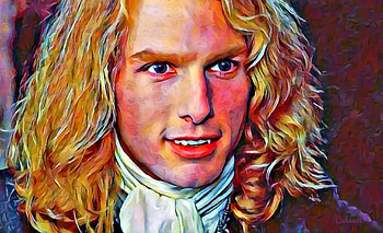 Lestat, by cehenot, blond, art, man, vampire, interview with the vampire, anne rice, fanart, painting, fantasy, pictura, portrait, actor, face, Tom Cruise HD wallpaper