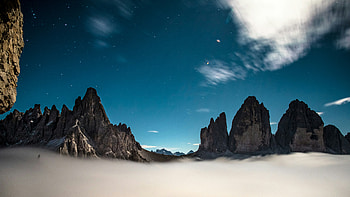 Dolomites Mountain Range Italy Scenery Clouds Sky, mountain, mountains, clouds, sky, cloud, stars, nature HD wallpaper