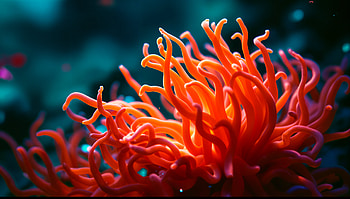 Vibrant Anemone: A Stunning Ultra, anemone, coral, underwater, marine life, orange (Color) HD wallpaper