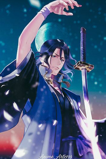 Byakuya Kuchiki, art, ichigo, cartoon, bleach HD phone wallpaper