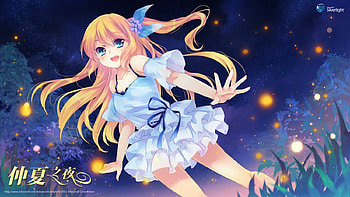 Microsoft, aqua eyes, blonded hairsky, head band, blush, stars, long hair, dress HD wallpaper