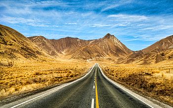 New Zealand, , mountains, desert, R, beautiful nature, highway, road in desert HD wallpaper