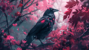 Mystical Crow in Enchanted Forest, crow, bird HD wallpaper