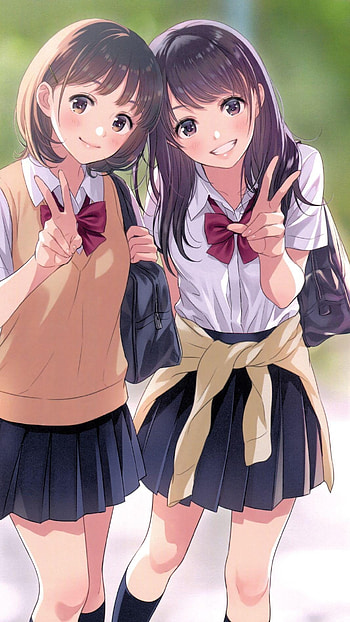 Anime Best Friends, Selfie HD phone wallpaper