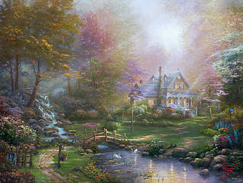 thomas kinkade, kinkade, fantasy, house, architektur HD wallpaper