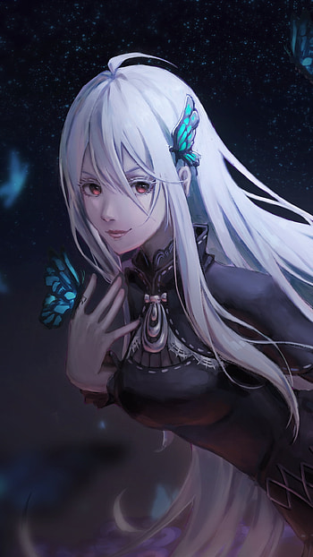 white hair, long hair, Echidna (Re:ZERO), Anime, Re:Zero - Starting Life in Another World HD phone wallpaper